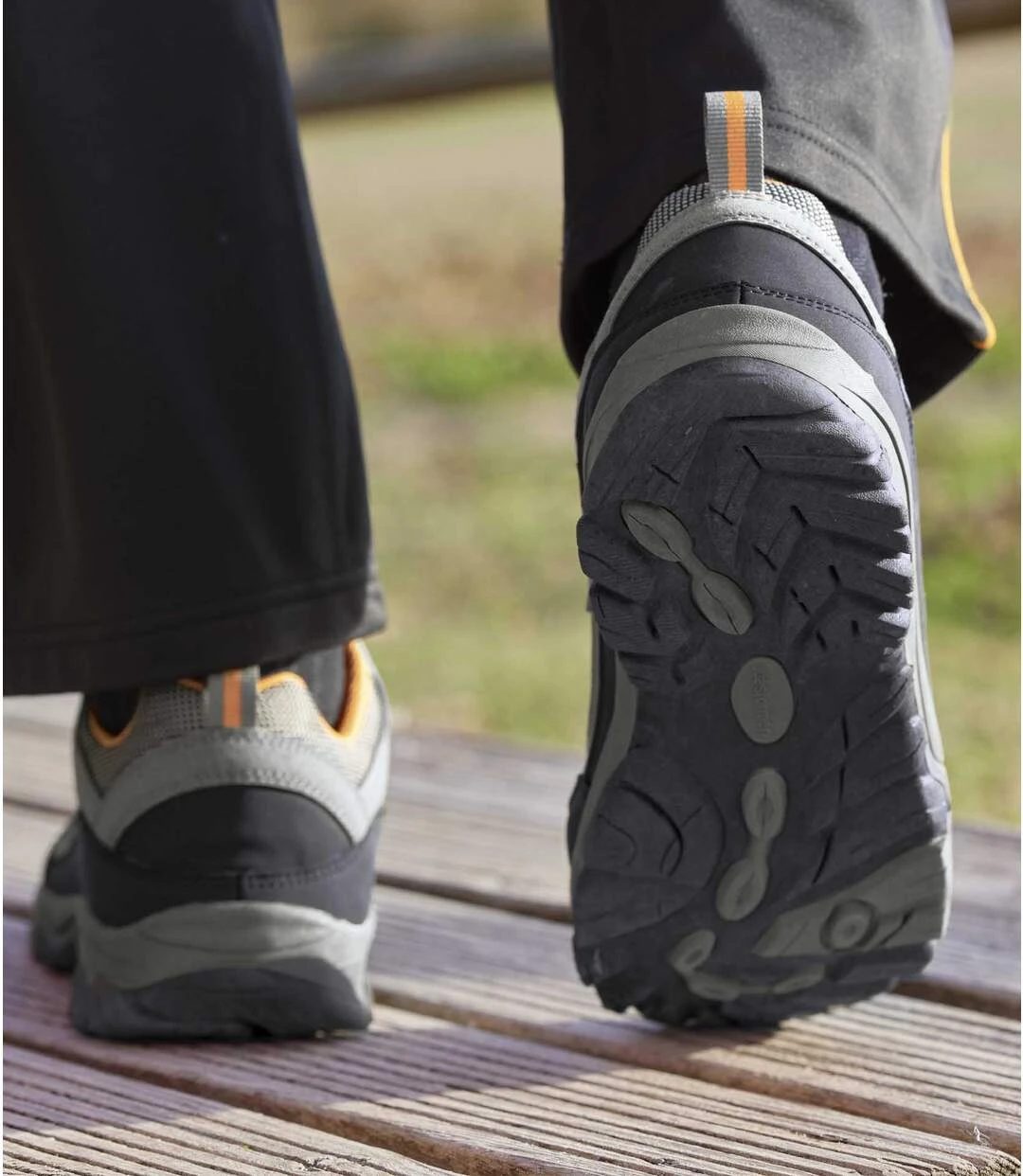 Men's Outdoor Sports Shoes - Grey Black Orange 6 Men's Outdoor Sports Shoes - Grey Black Orange - Image 4