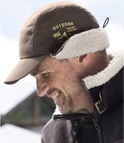 Men's Sherpa-Lined Microfibre Cap - Brown -Featured Men'S Clothing Stores 6de1bf5cfb9c50e3f04762c97b9708b4