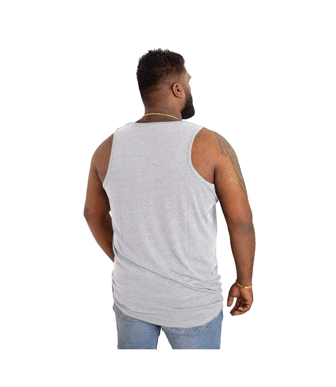 Duke Mens Fabio-1 Kingsize Muscle Tank Top (Gray Melange) 4 Duke Mens Fabio-1 Kingsize Muscle Tank Top (Gray Melange) - Image 2
