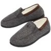 Men's Sherpa-Lined Elasticated Slippers - Dark Grey