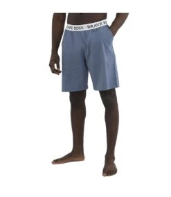 Brave Soul Mens Logo Waistband Jersey Lounge Shorts (Black)