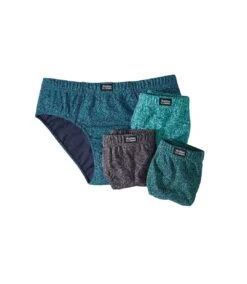 Pack Of 4 Men's Patterned Briefs - Grey Turquoise Blue Navy