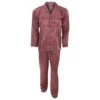 Mens Traditional Patterned Long Sleeve Satin Shirt & Bottoms Pajamas/Nightwear (Red)