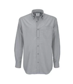 B&C Mens Oxford Long Sleeve Shirt / Mens Shirts (Silver Moon)