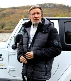 Men's Grey And Black Hooded Puffer Jacket - Water-Repellent -Featured Men'S Clothing Stores 79c93cdb3fda82e5cb5a3ce56fefa184