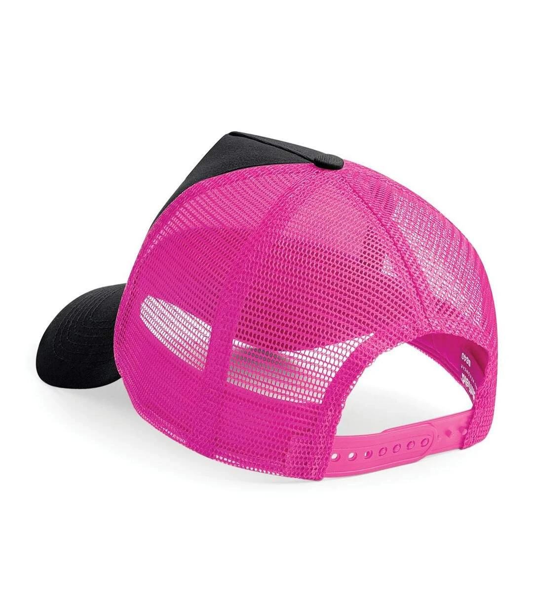 Beechfield Mens Half Mesh Trucker Cap/Headwear (Pack Of 2) (Black/Fuchsia) 4 Beechfield Mens Half Mesh Trucker Cap/Headwear (Pack Of 2) (Black/Fuchsia) - Image 2