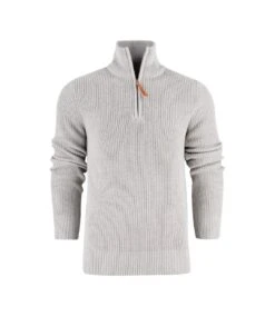 Harvest Mens Flatwillow Knitted Quarter Zip Fleece (Grey Melange)