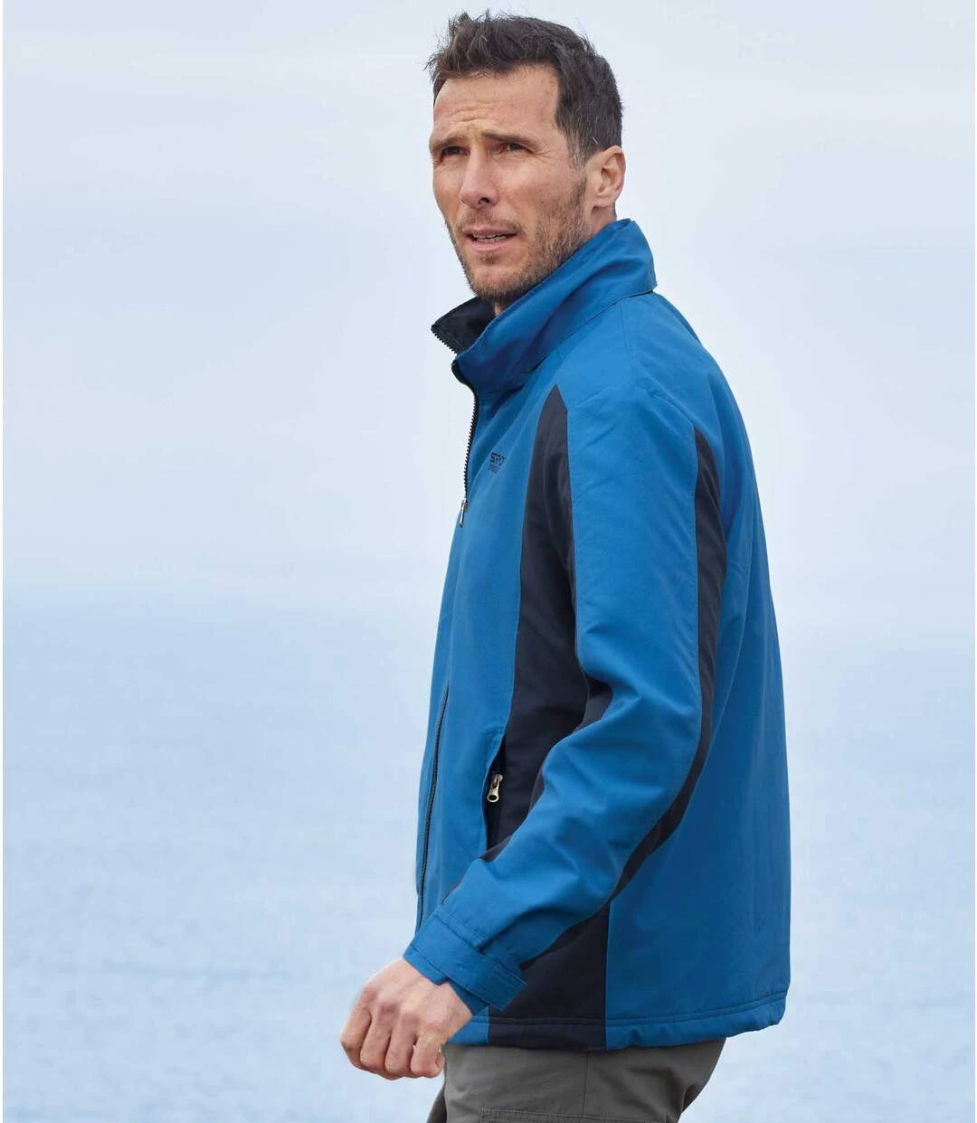 Men's Water-Repellent Fleece-Lined Windbreaker - Full Zip - Blue Navy 5 Men's Water-Repellent Fleece-Lined Windbreaker - Full Zip - Blue Navy - Image 3