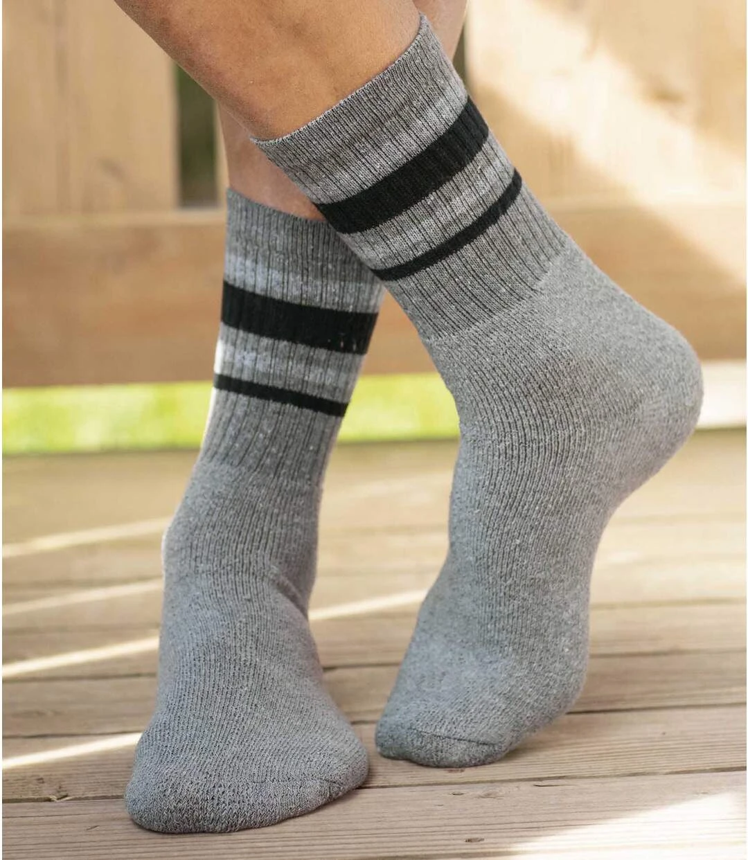 Pack Of 5 Pairs Of Men's Sports Socks - 3 Grey Black Blue 6 Pack Of 5 Pairs Of Men's Sports Socks - 3 Grey Black Blue - Image 4