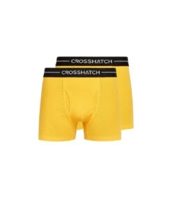 Crosshatch Mens Hexter Boxer Shorts (Pack Of 2) (Yellow)