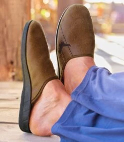Men's Camel Faux-Suede Slippers 7 Men's Camel Faux-Suede Slippers -Featured Men'S Clothing Stores 82784e0a03838b5cbc4e4e477f7fd871
