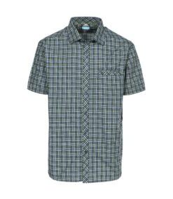Trespass Mens Baffin Short Sleeve Casual Shirt (Olive Check)