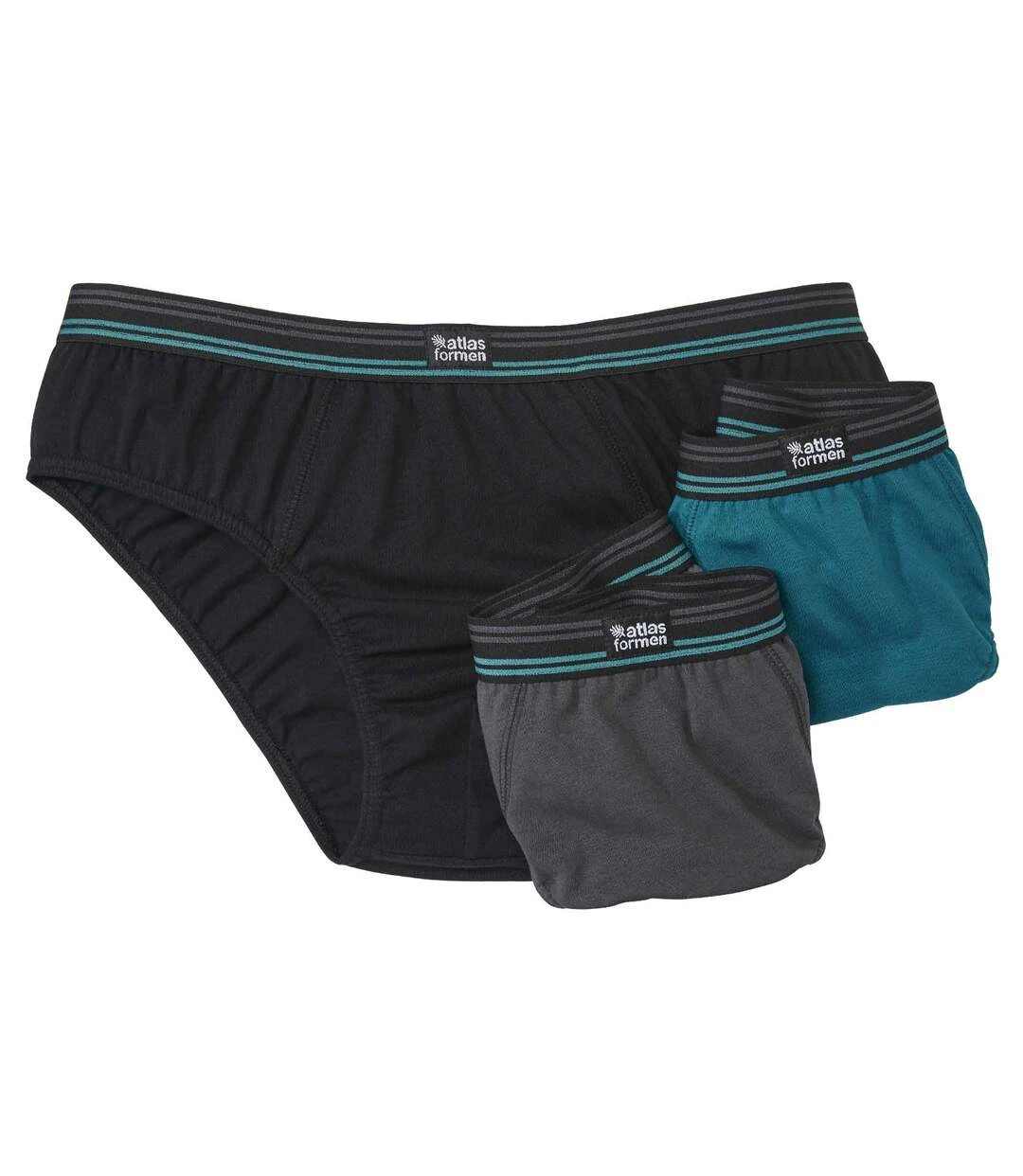 Pack Of 3 Men's Plain Comfort Briefs - Blue Grey Black 3 Pack Of 3 Men's Plain Comfort Briefs - Blue Grey Black