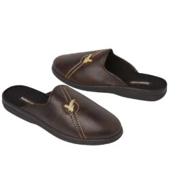 Men's Faux-Suede Fleece-Lined Slippers - Brown