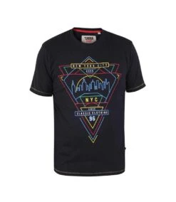 Duke Mens Taunton D555 Neon Kingsize T-Shirt (Navy/Sky Blue/Yellow)