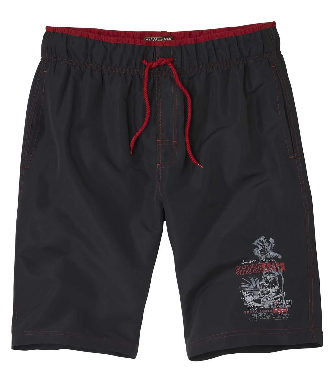 Men's Surf Print Swim Shorts - Black 3 Men's Surf Print Swim Shorts - Black