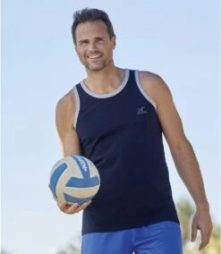 Pack Of 3 Men's Basic Sporty Tank Tops - Black White Blue -Featured Men'S Clothing Stores 8e2107563c53dc4dba4bcbfe63cb66be