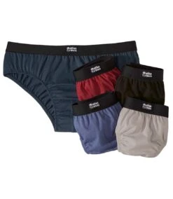 Pack Of 5 Men's Plain Briefs - Blue Black Red Grey