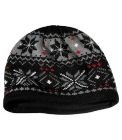 Men's Black Knitted Jacquard Hat