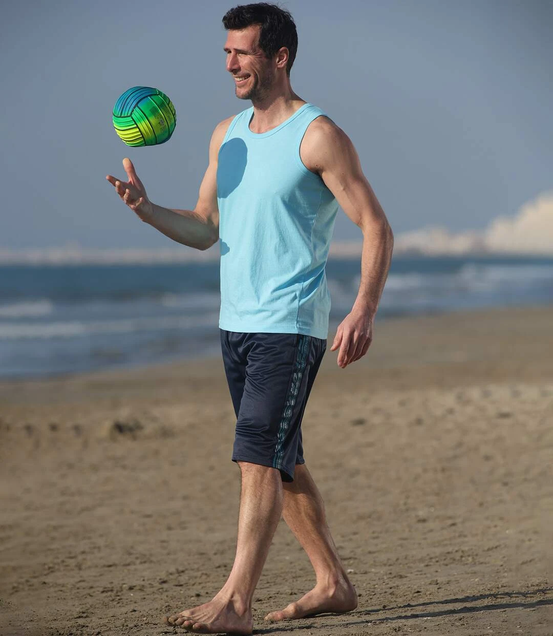 Pack Of 3 Men's Plain Tank Tops - Blue Turquoise White 6 Pack Of 3 Men's Plain Tank Tops - Blue Turquoise White - Image 4