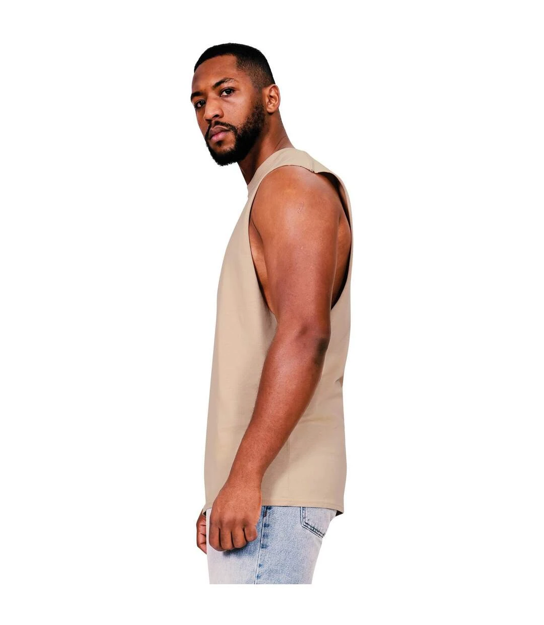 Casual Classics Mens Core Ringspun Cotton Raw Edge Tall Tank Top (Sand) 5 Casual Classics Mens Core Ringspun Cotton Raw Edge Tall Tank Top (Sand) - Image 3