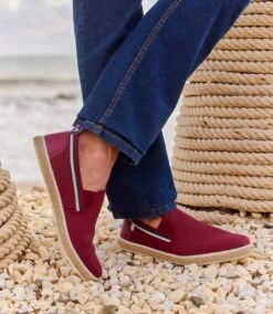 Men's Burgundy Elasticated Canvas Moccasins -Featured Men'S Clothing Stores 9747c4aea0ef096101ed84fc9b5997b5