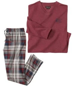 Men's Burgundy Checked Jersey Pyjamas