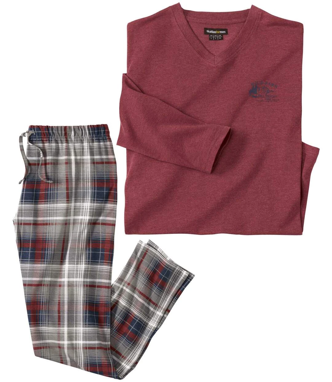Men's Burgundy Checked Jersey Pyjamas 3 Men's Burgundy Checked Jersey Pyjamas