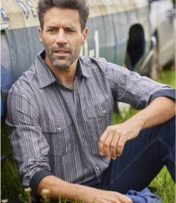 Men's Striped Poplin Shirt - Navy 10 Men's Striped Poplin Shirt - Navy -Featured Men'S Clothing Stores 998deba9342def77884fb4d6cbc00316