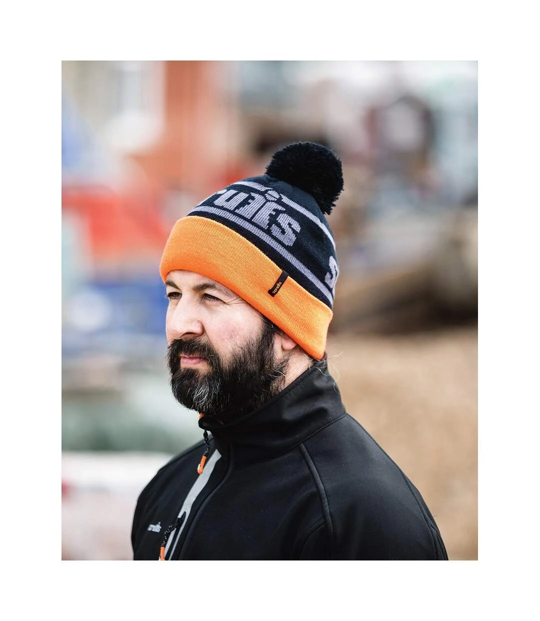 Scruffs Mens Trade Bobble Beanie (Black/Orange) 4 Scruffs Mens Trade Bobble Beanie (Black/Orange) - Image 2