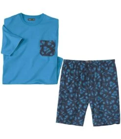 Men's Jersey Pyjama Short Set - Blue Navy