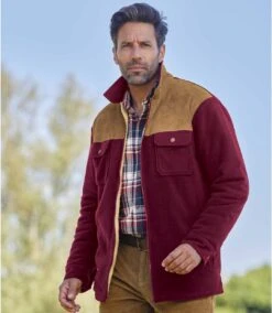 Men's Burgundy Sherpa-Lined Fleece Jacket -Featured Men'S Clothing Stores 9dcce4552e9f3103715e56af4068a9fe