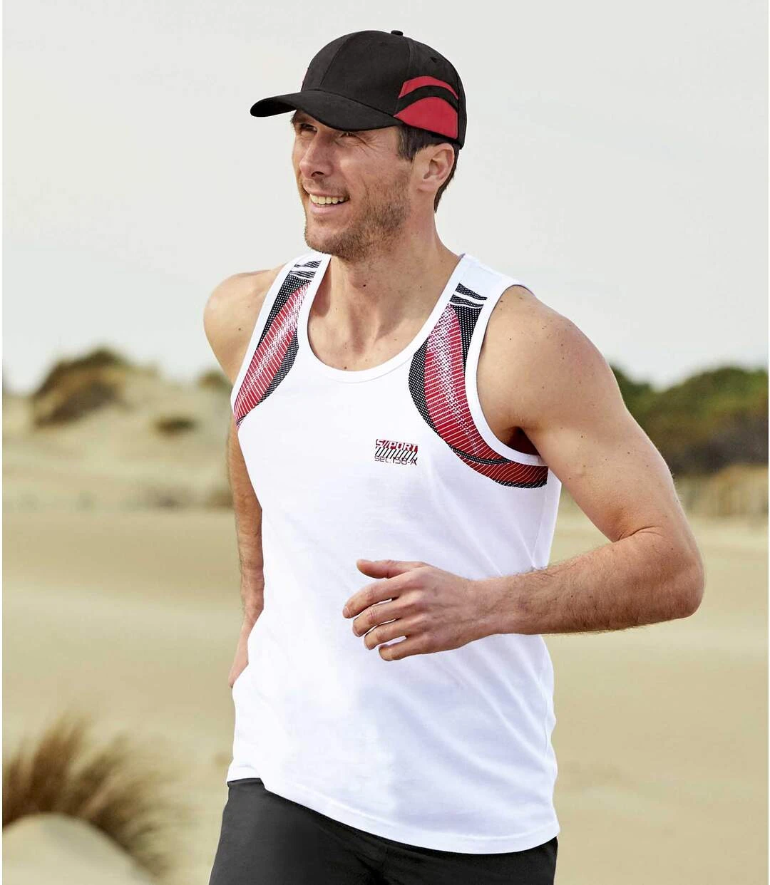 Pack Of 3 Men's Sport Tank Tops - Red Black White 5 Pack Of 3 Men's Sport Tank Tops - Red Black White - Image 3