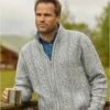 Men's Light Grey Fleece-Lined Knitted Jacket - Full Zip -Featured Men'S Clothing Stores 9f8bb99b6714aea569b6b126076c8972