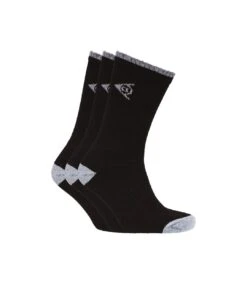 Dunlop Mens Shawlong Sports Socks (Pack Of 3) (Black)