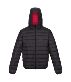 Regatta Mens Marizion Baffled Hooded Padded Jacket (Ash/Danger Red)
