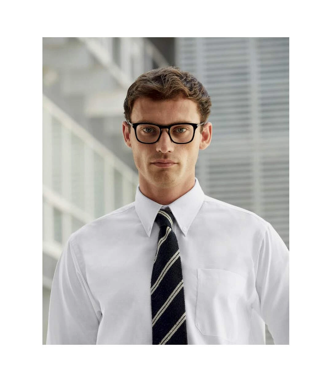 Fruit Of The Loom Mens Long Sleeve Oxford Shirt (White) 6 Fruit Of The Loom Mens Long Sleeve Oxford Shirt (White) - Image 4