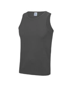 Just Cool Mens Sports Gym Plain Tank/Vest Top (Charcoal)
