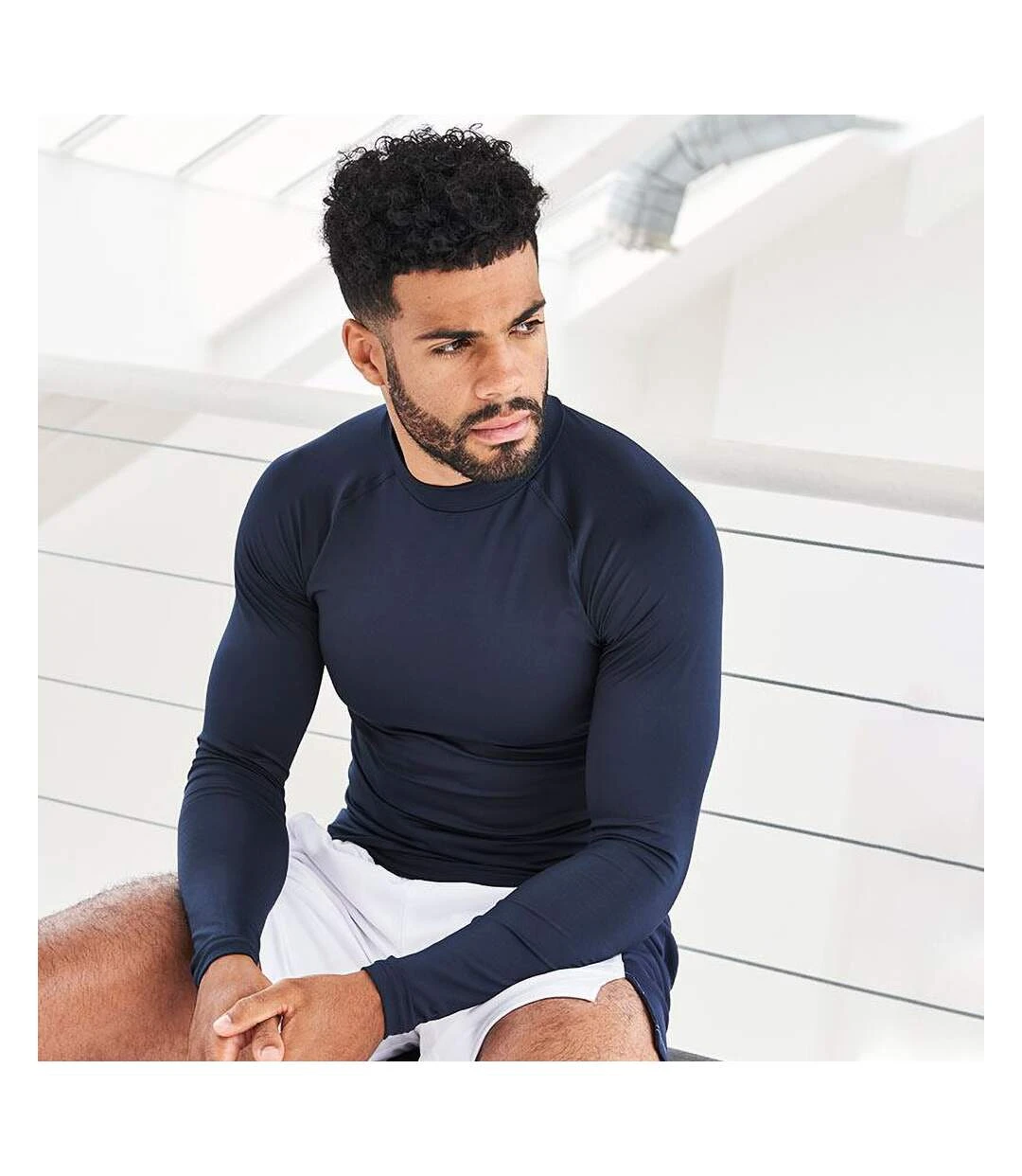 AWDis Just Cool Mens Long Sleeve Baselayer Top (French Navy) 4 AWDis Just Cool Mens Long Sleeve Baselayer Top (French Navy) - Image 2