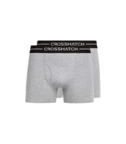 Crosshatch Mens Ambek Boxer Shorts (Pack Of 2) (Grey Marl)