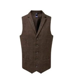 Premier® Premier Mens Herringbone Vest (Brown)