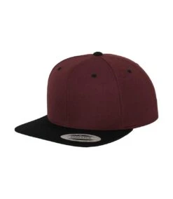 Yupoong Mens The Classic Premium Snapback 2-Tone Cap (Maroon/Black)
