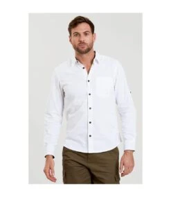 Mountain Warehouse Mens Coconut Textured Long-Sleeved Shirt (White)