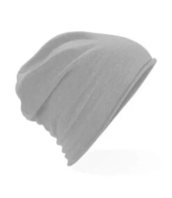 Beechfield Unisex Plain Jersey Beanie Hat (Heather Gray)