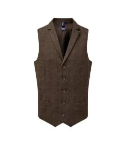 Premier® Premier Mens Herringbone Waistcoat (Brown Check)