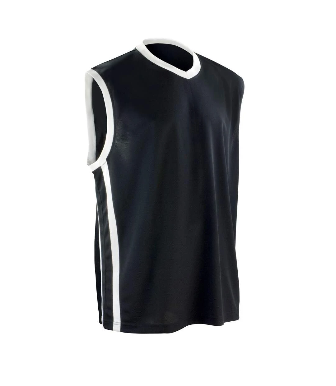 Spiro Mens Basketball Quick Dry Sleeveless Top (Black/ White) 3 Spiro Mens Basketball Quick Dry Sleeveless Top (Black/ White)