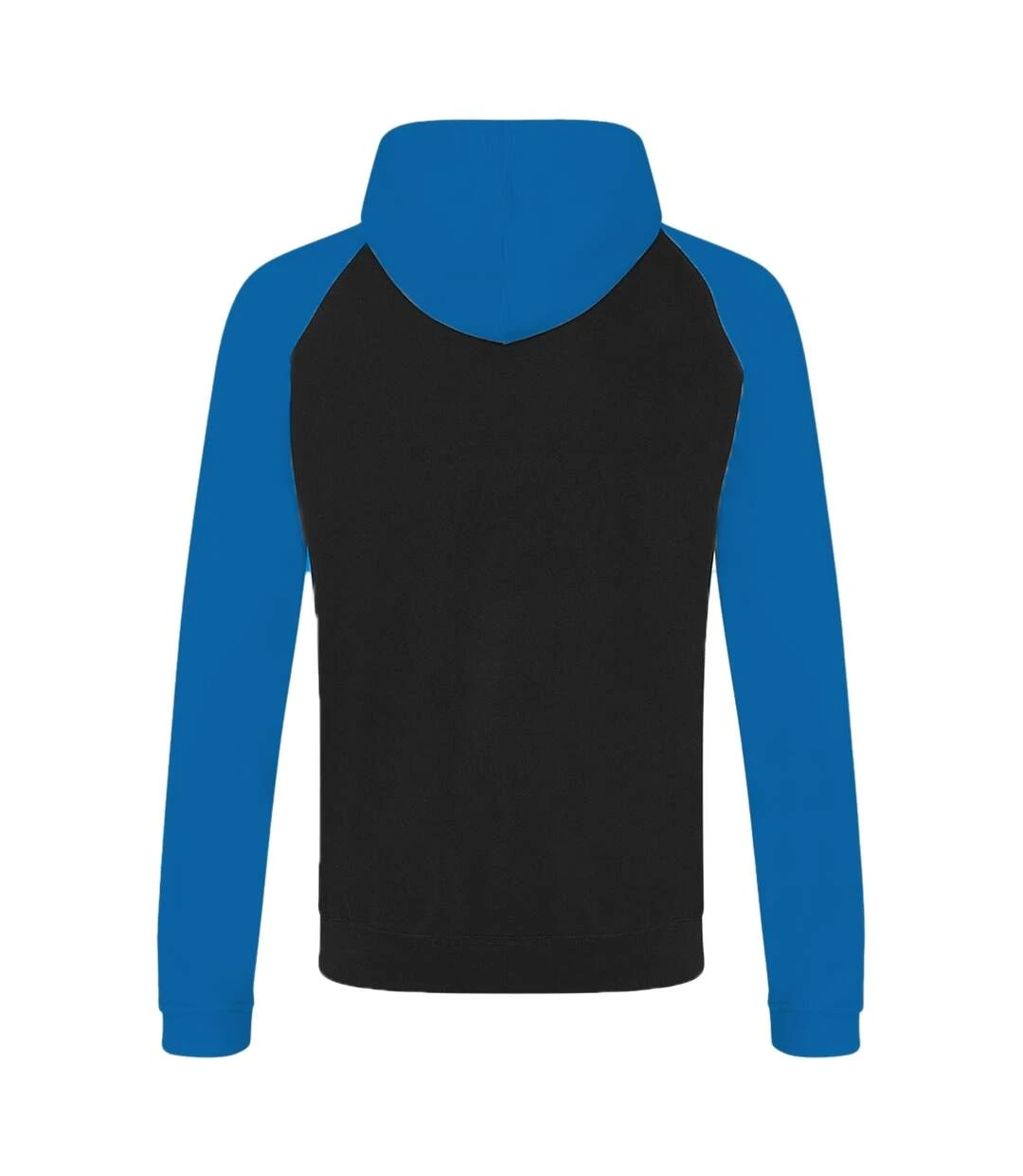 Awdis Just Hoods Adults Unisex Two Tone Hooded Baseball Sweatshirt/Hoodie (Jet Black/Sapphire Blue) 4 Awdis Just Hoods Adults Unisex Two Tone Hooded Baseball Sweatshirt/Hoodie (Jet Black/Sapphire Blue) - Image 2