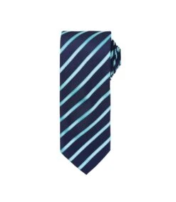 Premier® Premier Mens Sports Stripe Pattern Formal Work Tie (Navy/ Turquoise) (One Size)