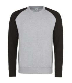 Awdis Mens Two Tone Cotton Rich Baseball Sweatshirt (Oxford Navy/Heather Grey)