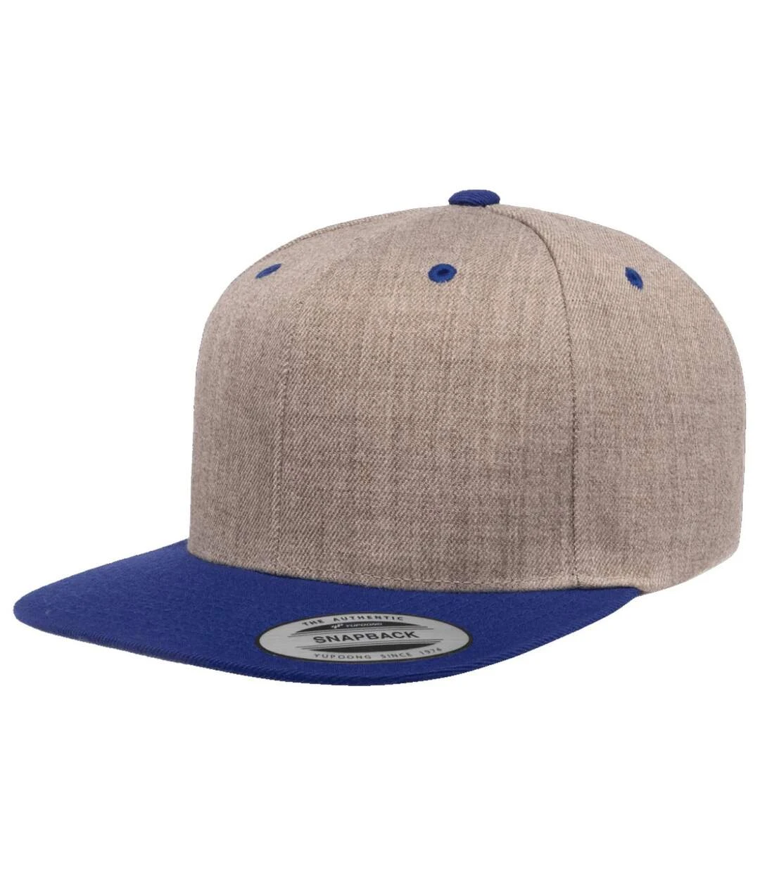 Yupoong Mens The Classic Premium Snapback 2-Tone Cap (Heather/Royal Blue) 3 Yupoong Mens The Classic Premium Snapback 2-Tone Cap (Heather/Royal Blue)